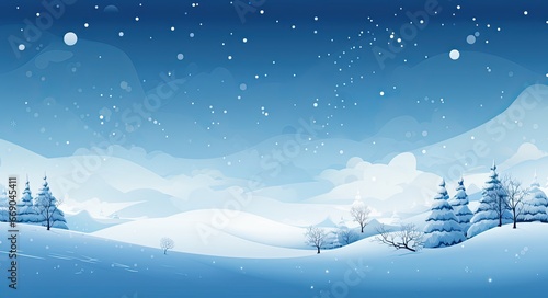 a blue snow flies over christmas, in the style of flat, backgrounds © EnelEva