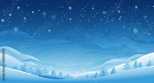 a blue snow flies over christmas, in the style of flat,  backgrounds © EnelEva