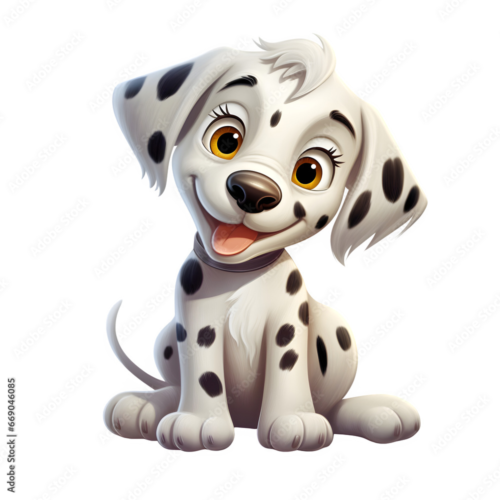 Cute dalmatain puppy, cartoon dog illustration isolated on transparent background Generative AI Cute dalmatain puppy, cartoon dog illustration isolated on transparent background Generative AI