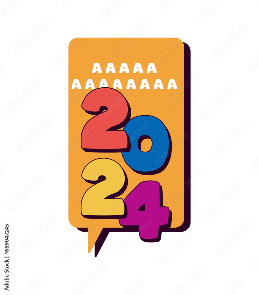 Happy New Year 2024. New year 2024 vector design with colorful decorations. Vector design with transparent background.