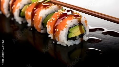 sushi with salmon and avocado