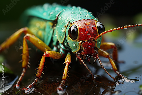 Green grasshoppers eat leaves © robi