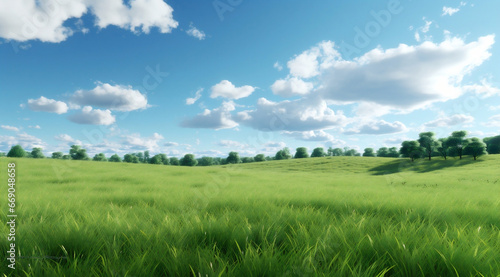 Meadow grass blue green sky