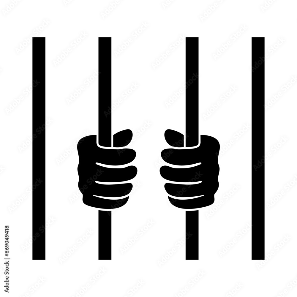 Prison Behind Bar Hands Silhouette Vector Illustration Prison Behind Bar Hands Silhouette Vector Illustration