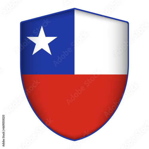 Chile flag in shield shape. Vector illustration.