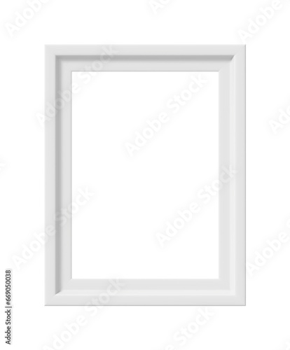 White picture frame. Minimalistic detailed photo realistic frame. Png clipart isolated on transparent background