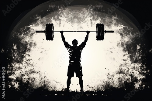 weightlifter lifts big barbell illustration