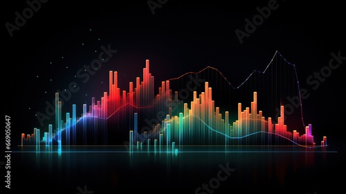 data visualization neon abstract background with infographics