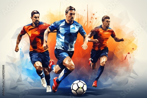 Three football players illustration