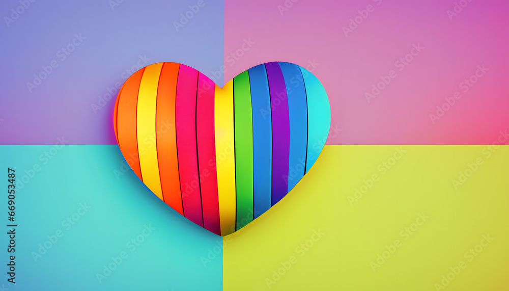 Pride Heart: Vibrant Rainbow Colors on Pastel Background with Copyspace Pride Heart: Vibrant Rainbow Colors on Pastel Background with Copyspace