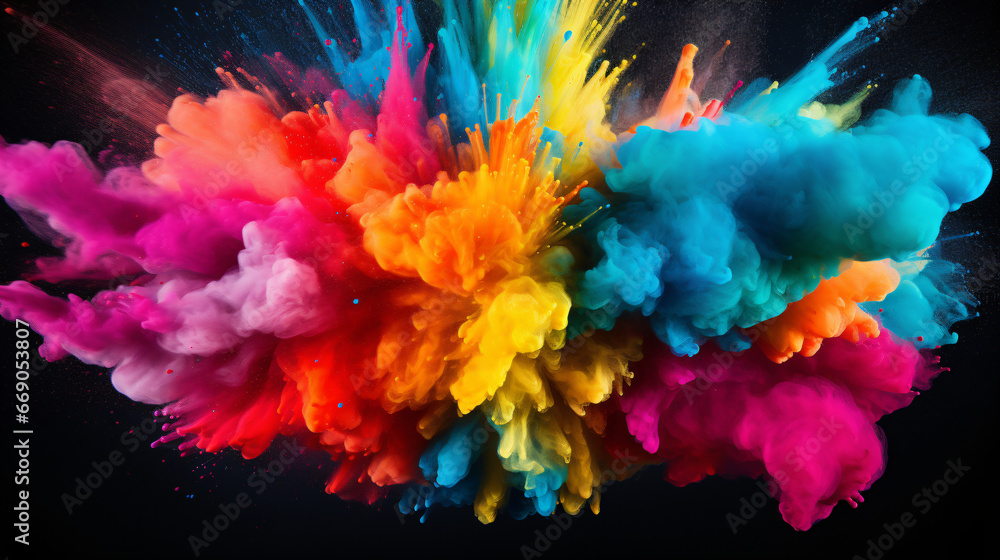 Colorful powder explosion