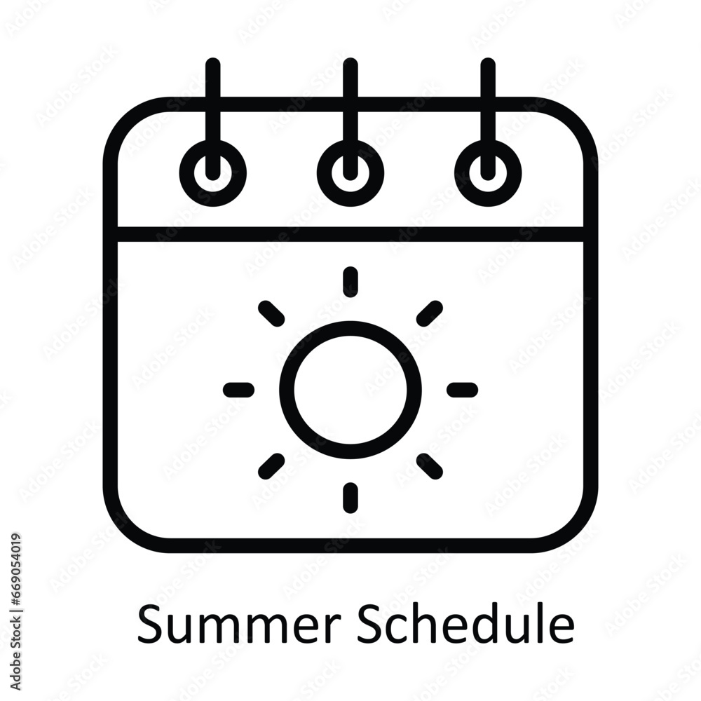 Summer Schedule  vector  outline Design illustration. Symbol on White background EPS 10 File 