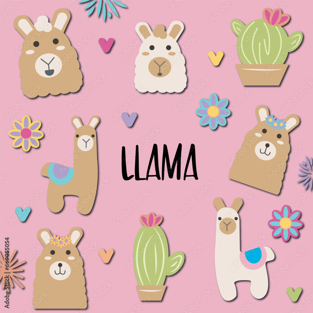 Obraz premium Llama clipart collection
