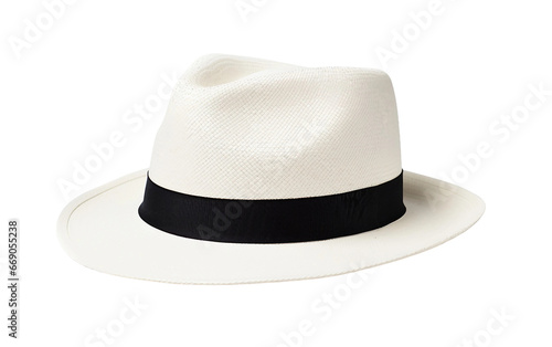 Elegant Panama Hat with Black Band Ideal for Summer on Transparent Background
