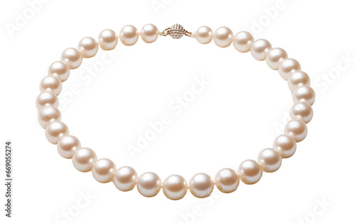 Classic Pearl Necklace White Freshwater Pearls on Transparent Background