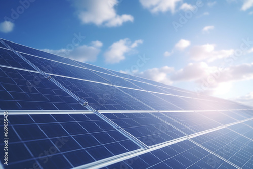 Solar panel illustration and sky in background, Photovoltaic, renewable energy sources concept