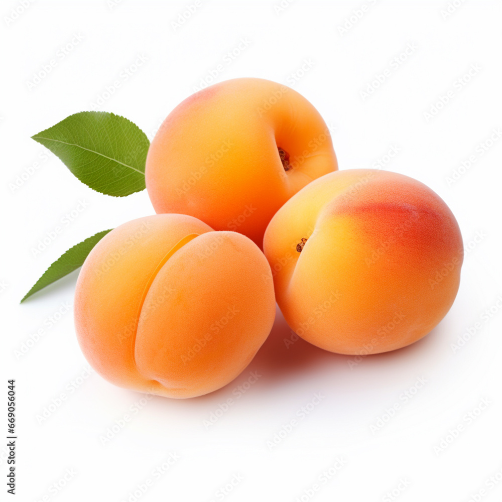 Peaches on white isolated background - ai generative Peaches on white isolated background - ai generative