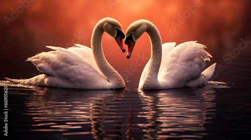 Couple Of Loving Swans