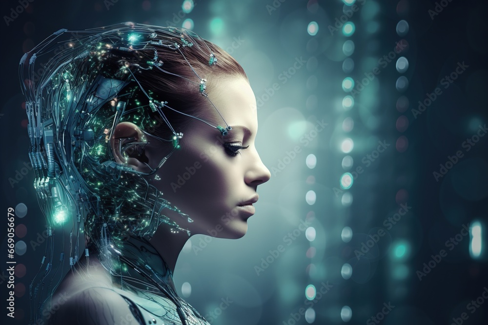 artificial intelligence in the image of a girl, technologies of the future artificial intelligence in the image of a girl, technologies of the future