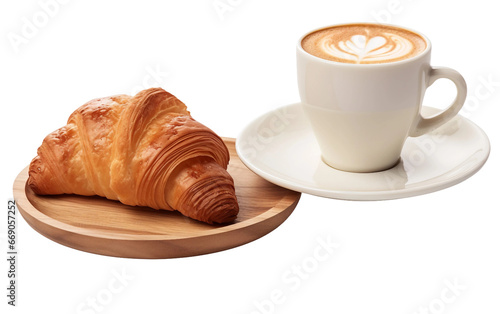 Artful Coffee and Pastry Pairing with a Latte and Freshly Baked Delights on a Transparent Background