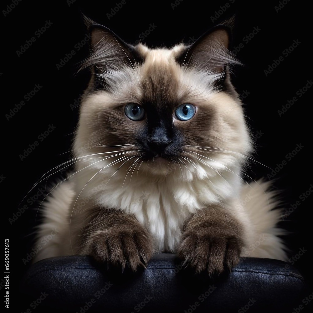 Siam cat with blue eyes portrait