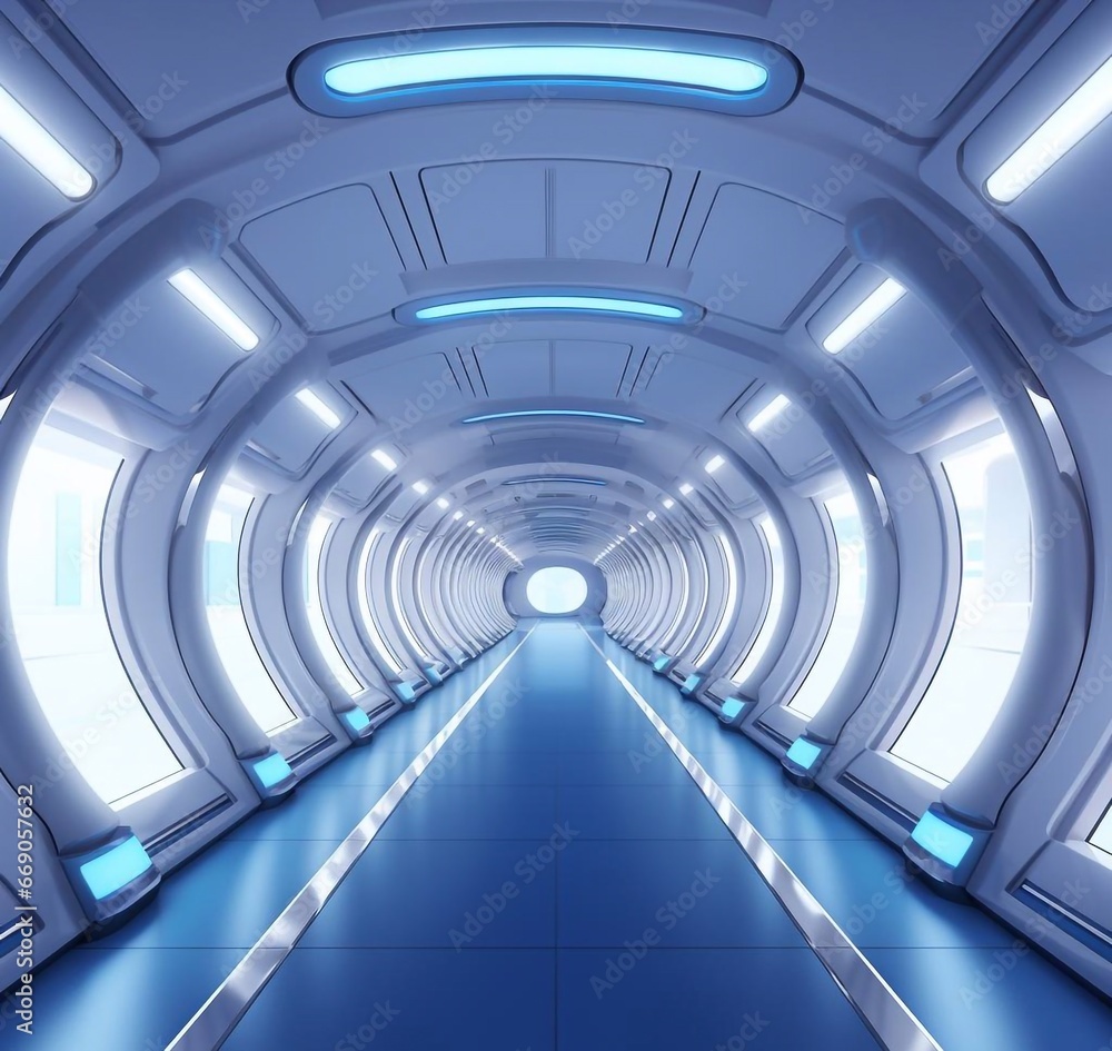 Futuristic spaceship corridor interior concept Futuristic spaceship corridor interior concept