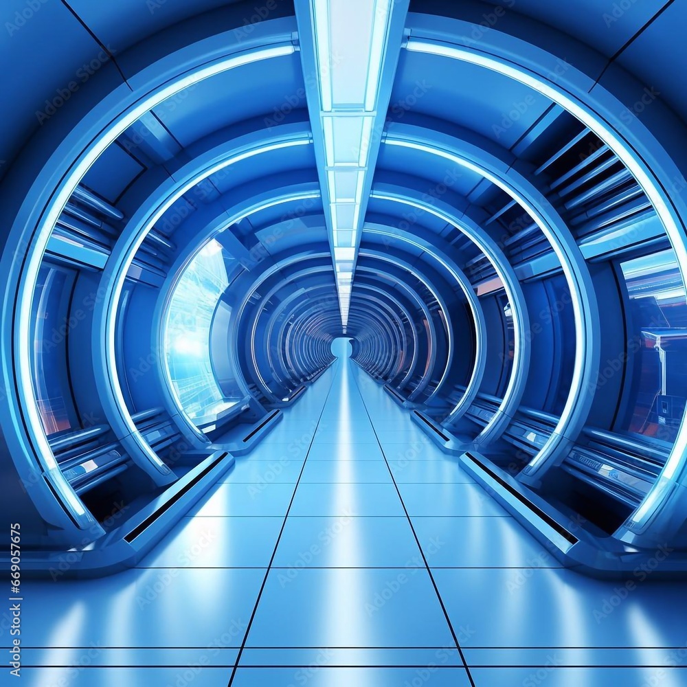 Naklejka premium Futuristic spaceship corridor interior concept