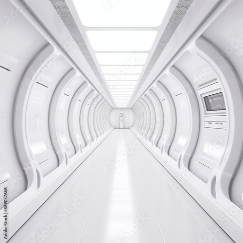 Futuristic spaceship corridor interior concept