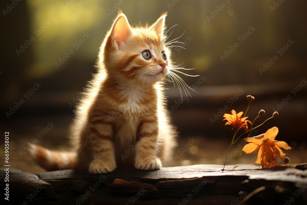 Tiny Cute white kitten. Feline sweet. Generate Ai Tiny Cute white kitten. Feline sweet. Generate Ai