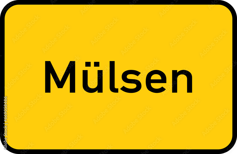 City sign of Mülsen - Ortsschild von Mülsen