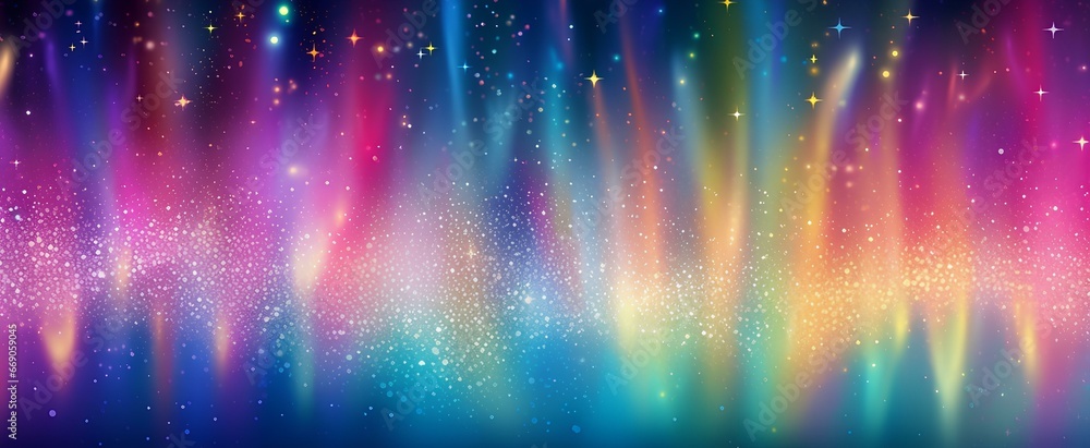 stylist and royal illustration of glitter glow rainbow gradient in magic enchanted theme, space for text. christmas background. generative AI - obrazy, fototapety, plakaty 