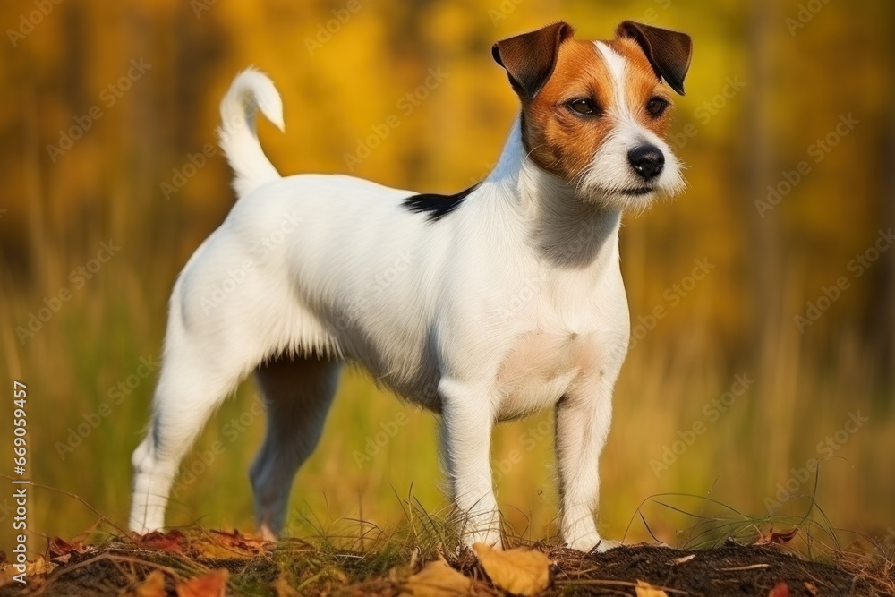 Obedient Dog russel terrier. Cute pet animal. Generate Ai