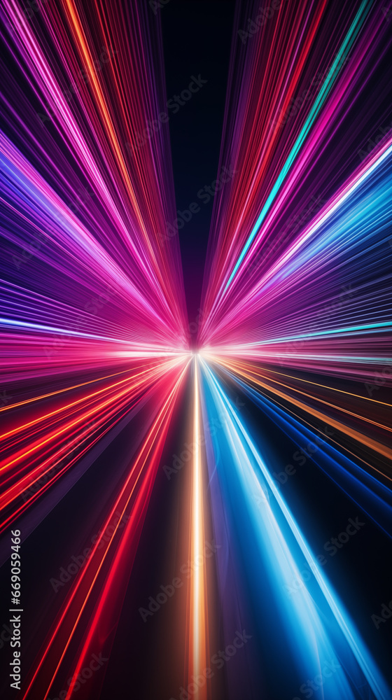 A captivating background featuring neon lights racing through an