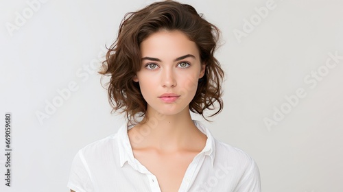 Woman Serious Look Isolated Background
