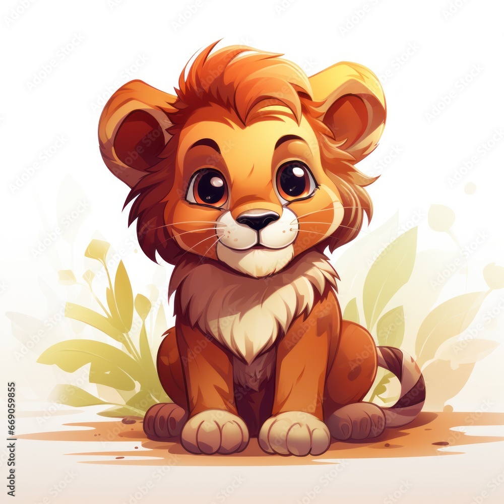 Vector art of cute lion white background Vector art of cute lion white background