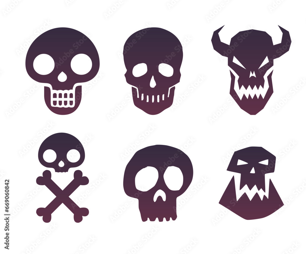 Set of different abstract skulls Set of different abstract skulls