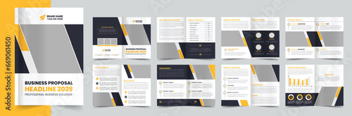 Company profile brochure template design, Minimalist corporate brochure layout,16 pages corporate brochure design template,