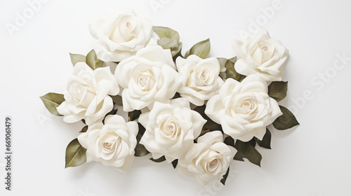 Elegant Bouquet Of White Roses On White Background