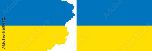 Flags Ukraine vector. Standard flag and with torn edges