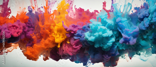 Explosion of colorful water and ink