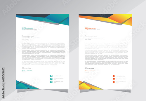corporate modern business letterhead design template with yellow and blue colors. creative modern letterhead design template for your project. letter head, letterhead, business letterhead design. © CE Creator