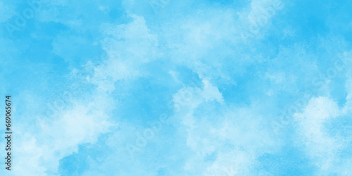 Natural and cloudy fresh blue sky background, shiny and soft sky blue watercolor texture,blue grunge texture with white smoke, fresh and clear marble painting blue watercolor background for any design © Md sagor
