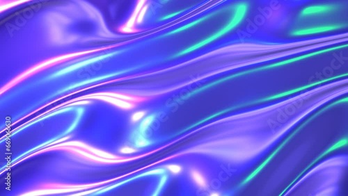 Purple blue shiny wavy background, latex  glossy neon colors lustrous texture pattern background animation, shiny and glossy metallic 4K video animation.