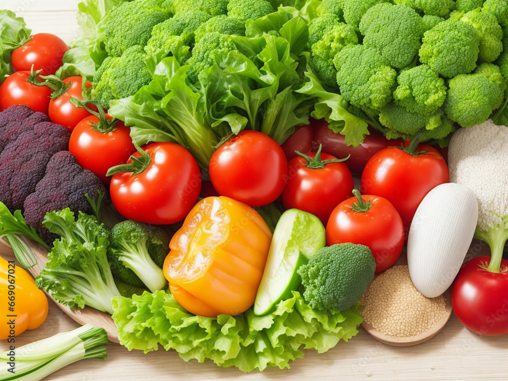 Top view of organic vegetables with fresh ingredents for healthy meals Top view of organic vegetables with fresh ingredents for healthy meals
