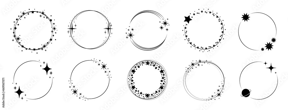 Round starry frames design decorative frame