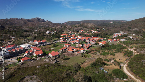 Aerial photography of Castro Laboreiro Village. Natural Park of Gerês, North of Portugal photo