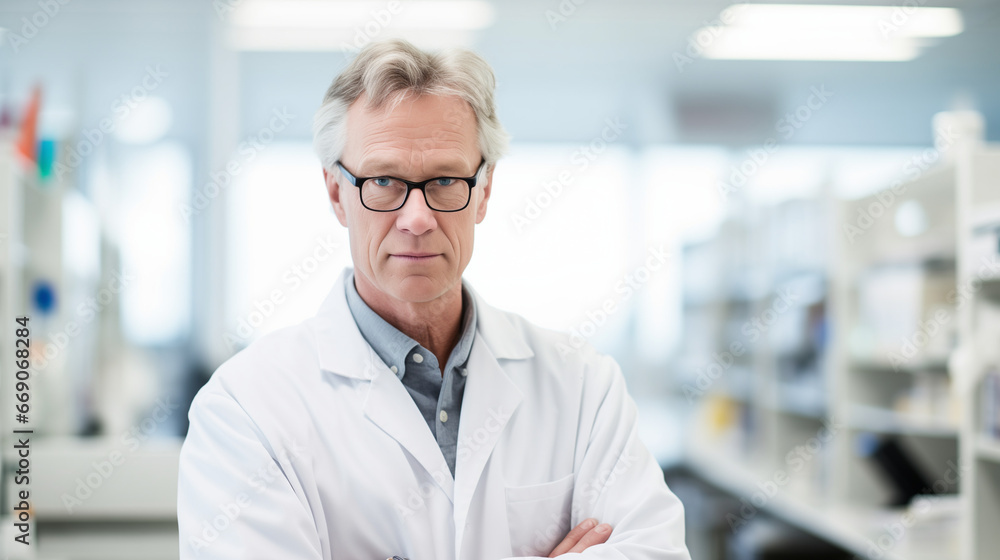 Confident Chemist Conducting Experiments in the Lab Confident Chemist Conducting Experiments in the Lab