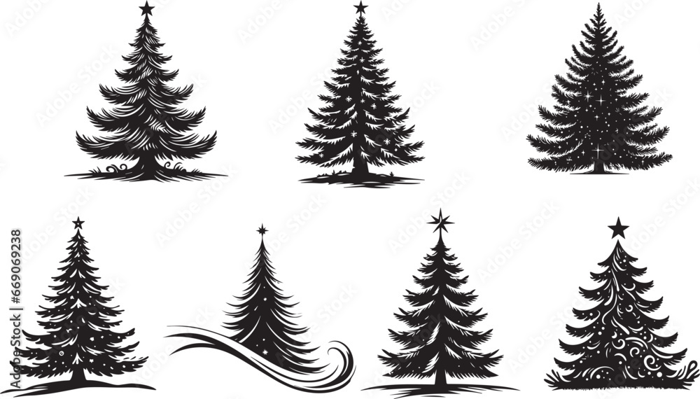 Obraz premium christmas tree EPS, christmas tree Silhouette, christmas tree Vector, christmas tree Cut File, christmas tree Vector 