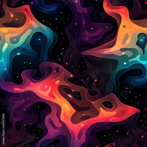 Nahtloses Muster, Pattern - Regenbogen Farben, Wellen