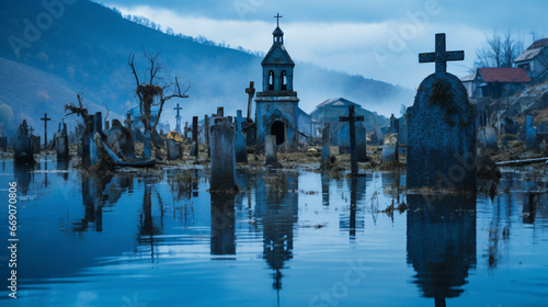 Geamana Romania s sunken cemetery photo